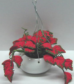 Dollhouse Miniature Hanging Trop. Red Leaves 2 3/8